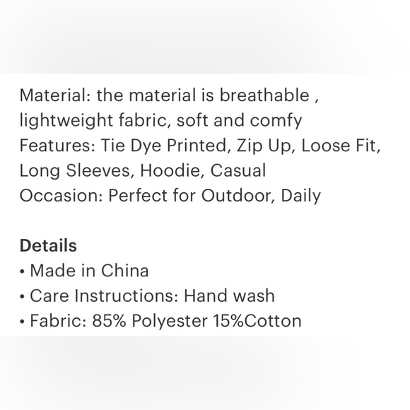 Tie Dye Full Zip Long Sleeve Hoodie - Picture 3 of 3